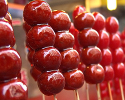 sugarcoated haws on a stick
