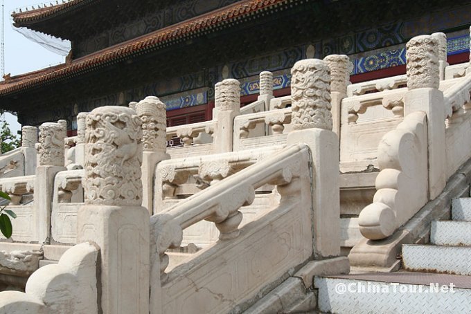 Marble staircase in front of the hall.